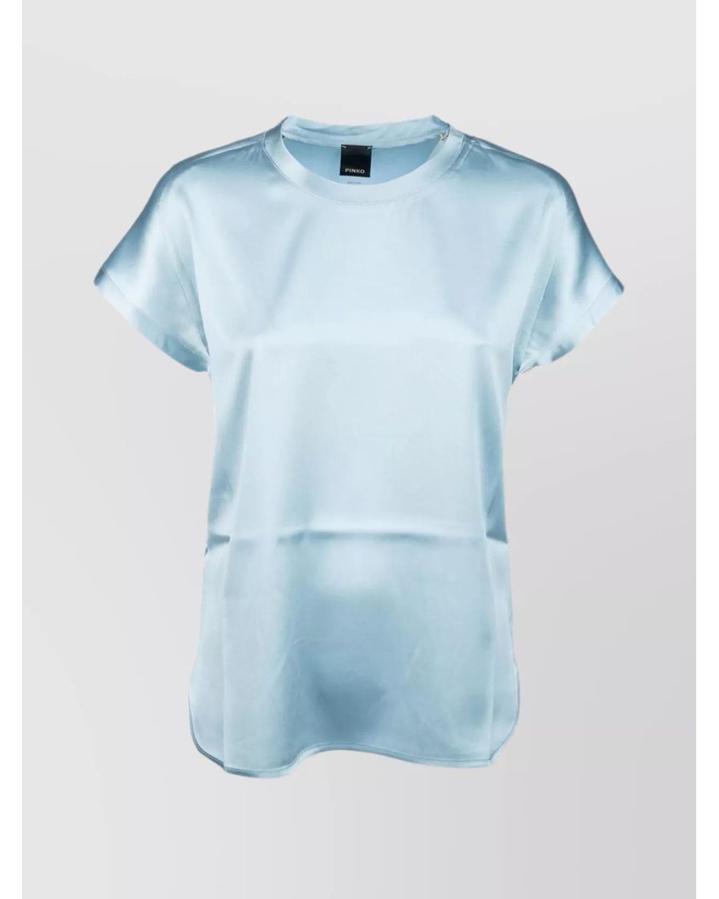 Pinko Blue Satin Round Neck Short Sleeve Top
