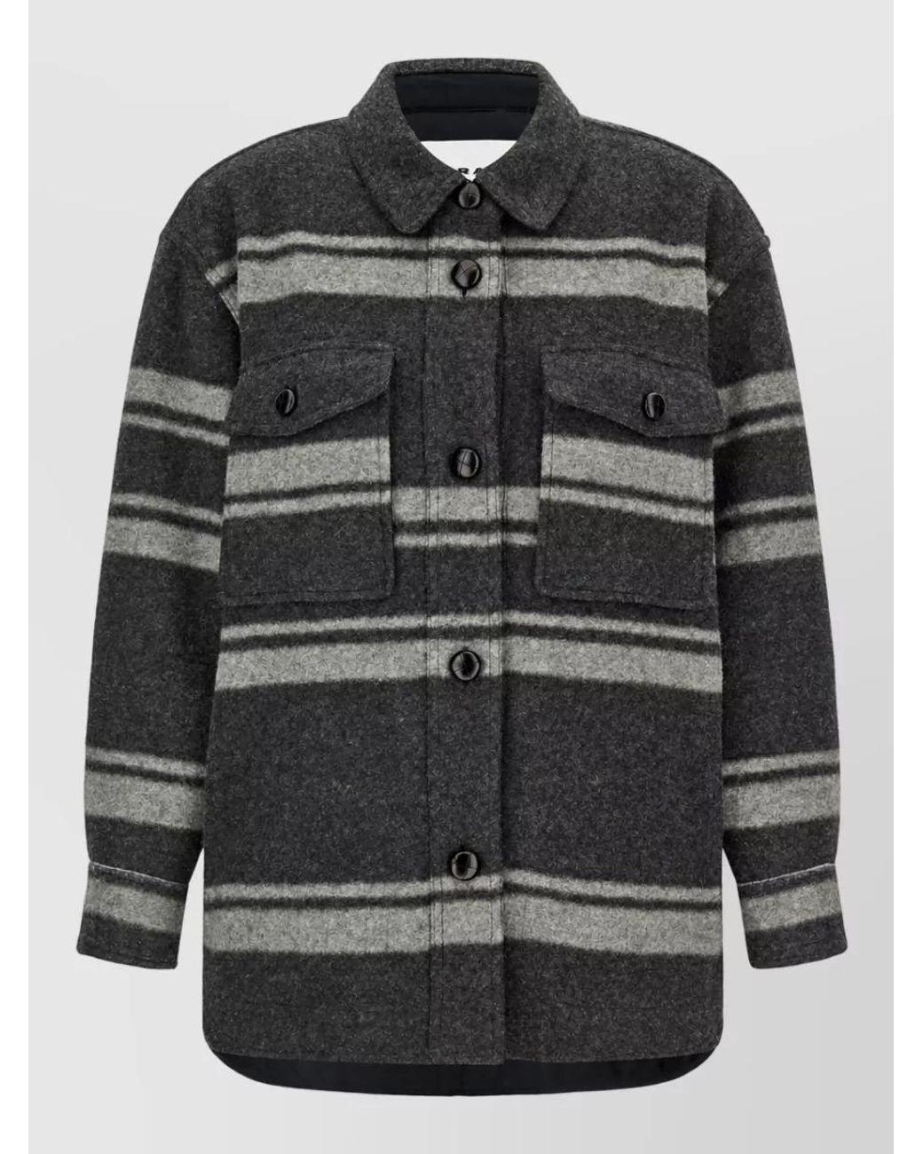 Isabel Marant Black Striped Wool Blend Long-Sleeve Shirt