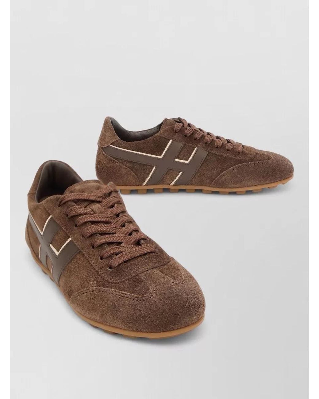 Hogan Brown Suede Lace-Up Sneakers