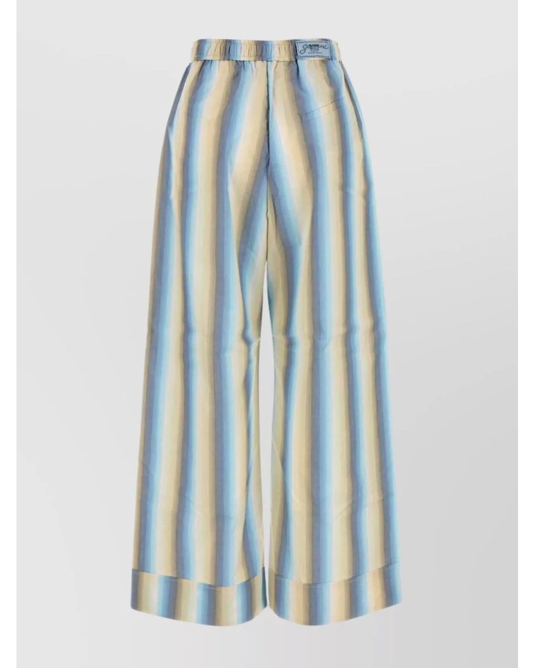Ganni Blue Embroidered Cotton Wide-Leg Pyjama Trousers