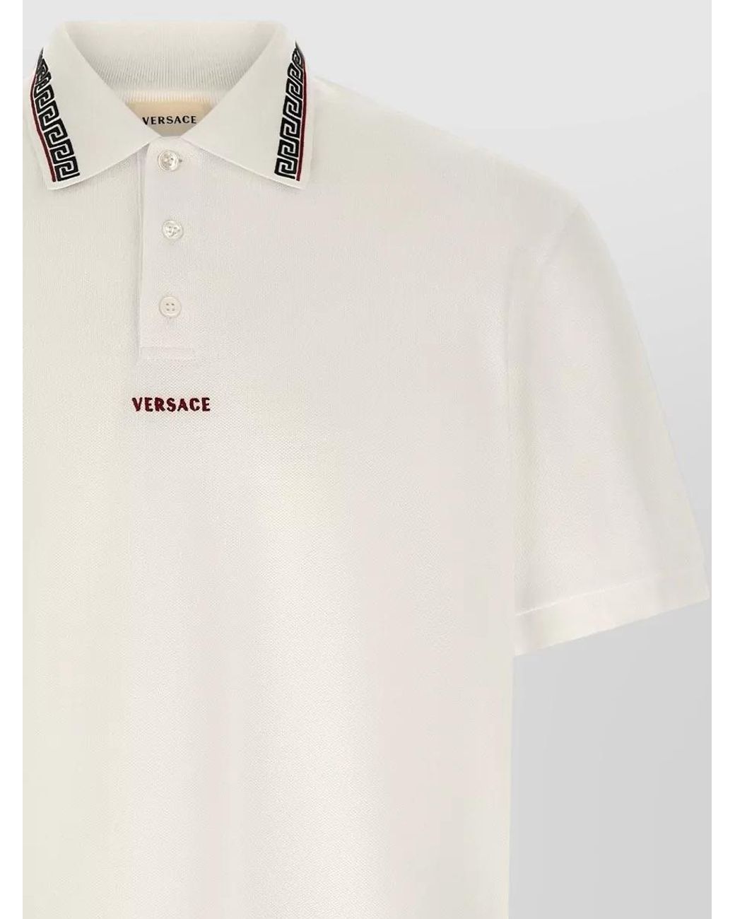 Versace White Cotton Short-Sleeve Polo Shirt for men