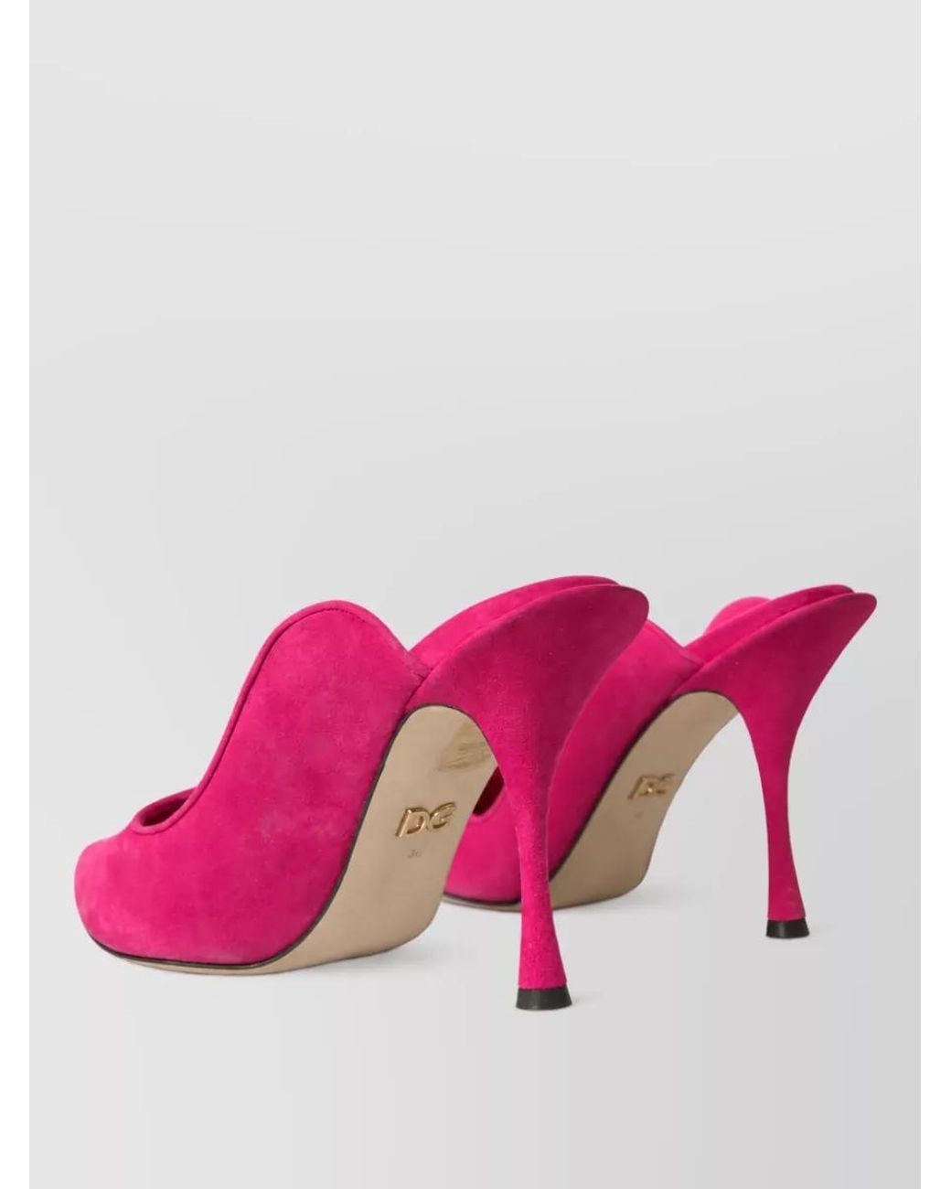 Dolce & Gabbana Pink Suede Leather High-Heel Mules