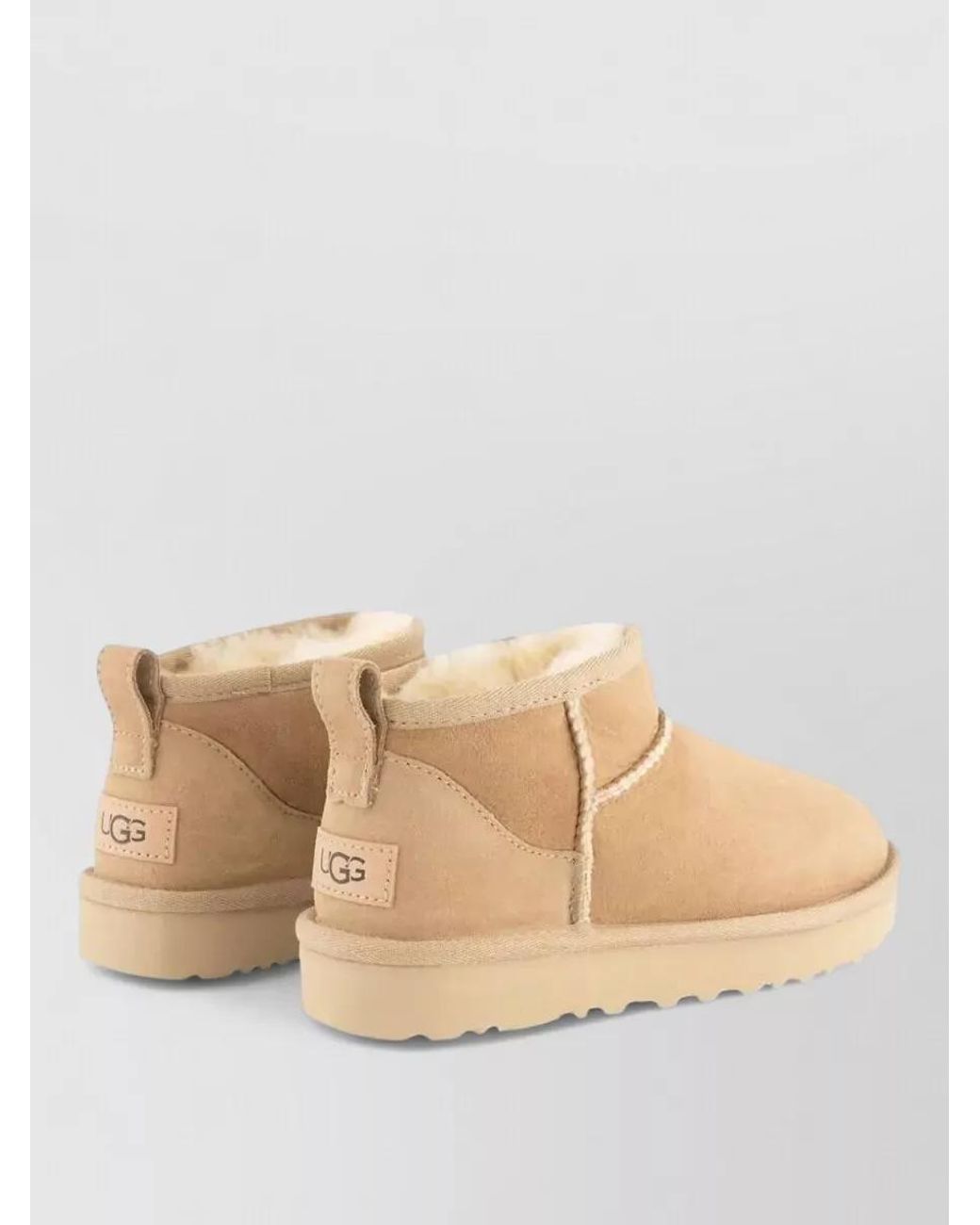 Ugg Natural Suede Leather Classic Ultra Mini Slippers