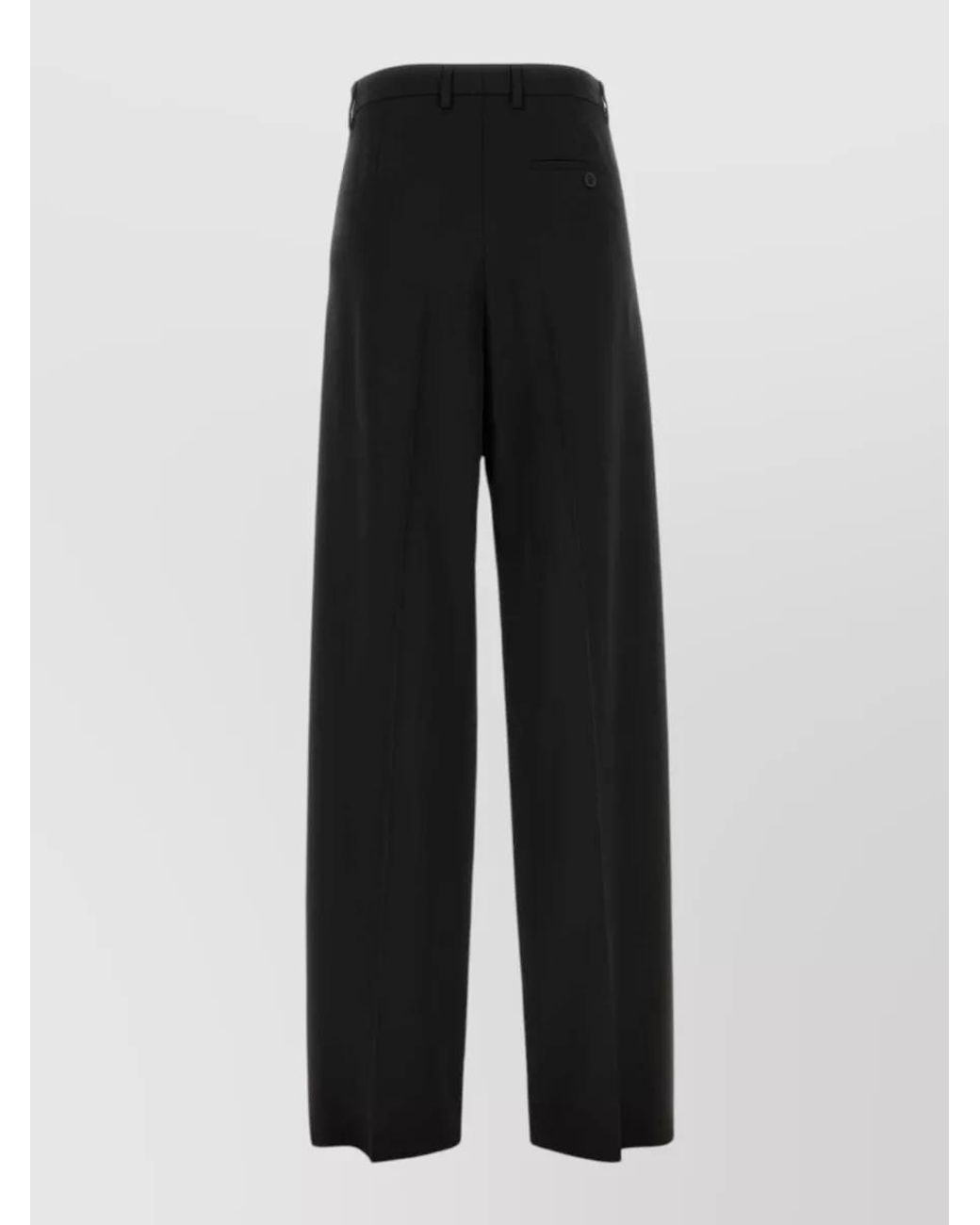 Balenciaga Black Wool Wide-Leg Trousers