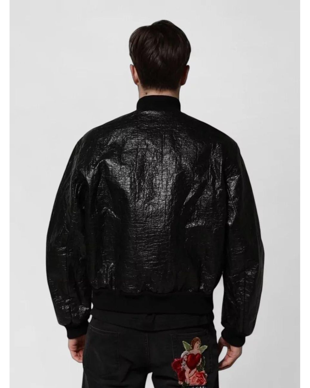 Dolce & Gabbana Black Leather Bomber Jacket for men