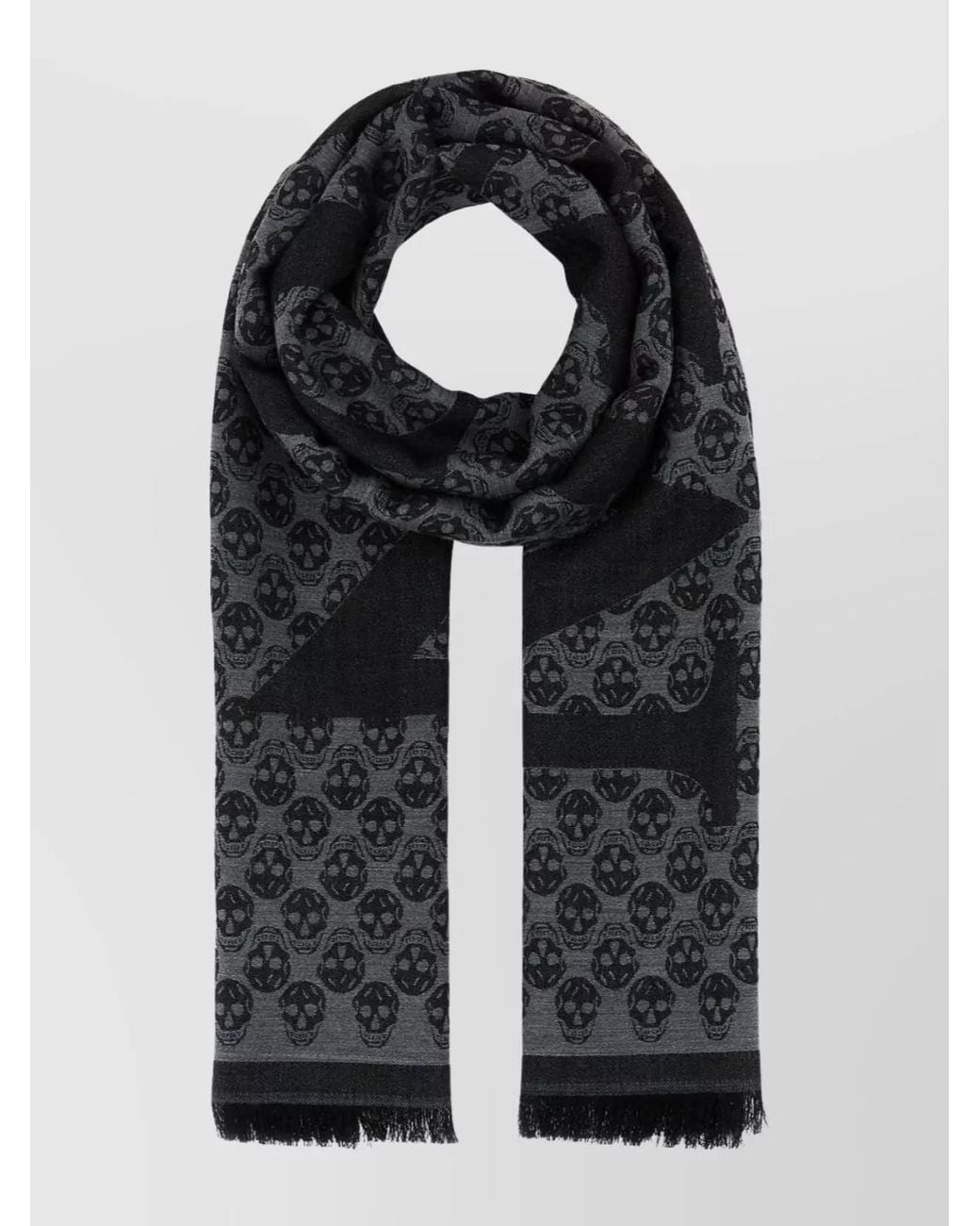 McQueen Black Wool Logo-Embroidered Scarf for men