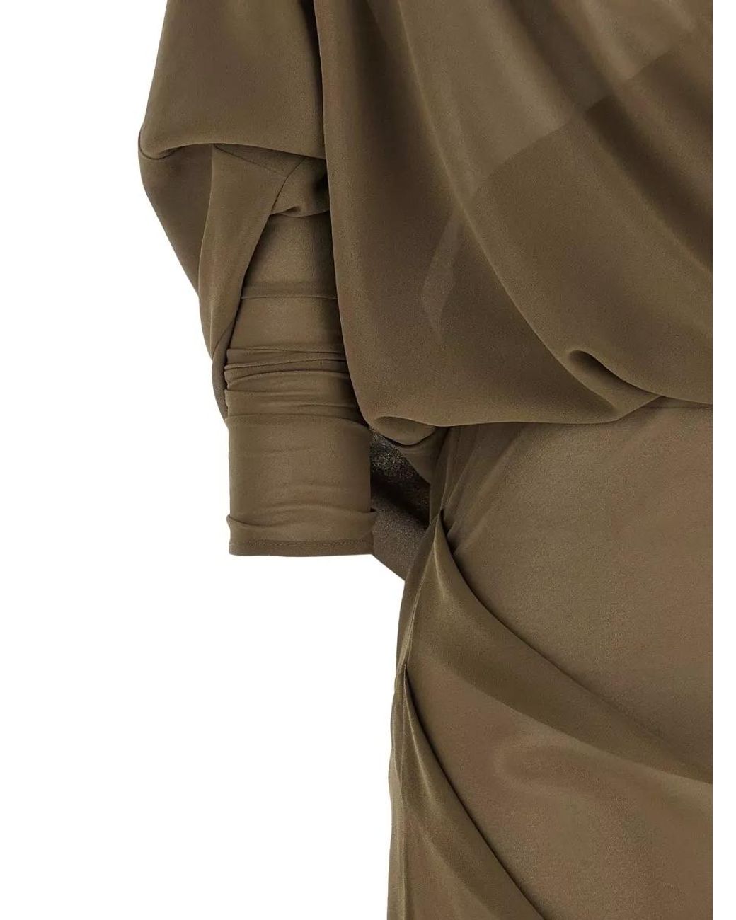 Entire studios Green Asymmetric V-Neck Long-Sleeve Midi Dress