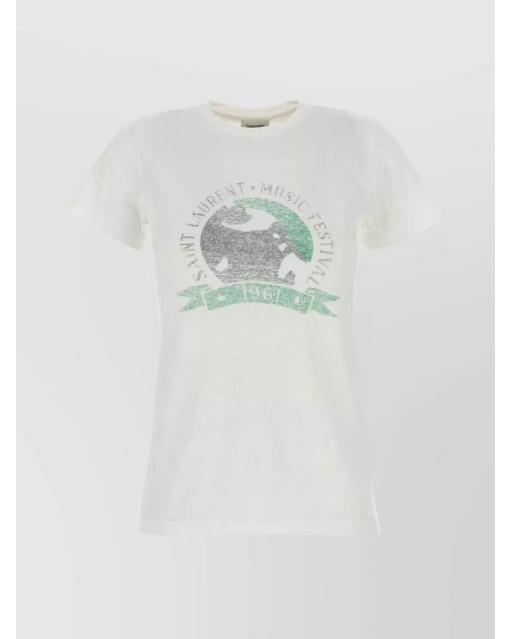 Saint Laurent Multicolor Graphic Print Cotton Slim-Fit T-Shirt