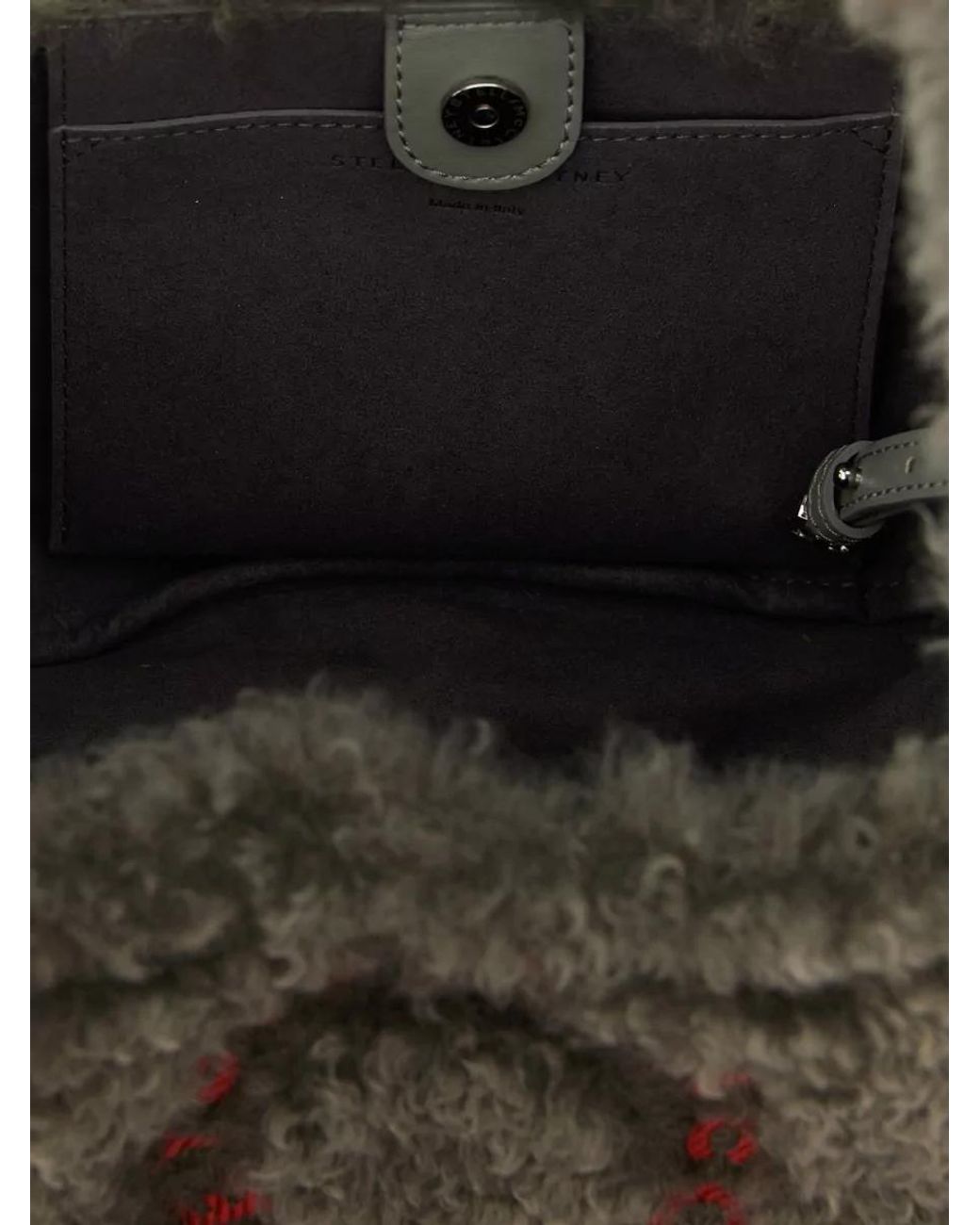 Stella McCartney Gray Stella Logo Shearling Effect Tote Bag