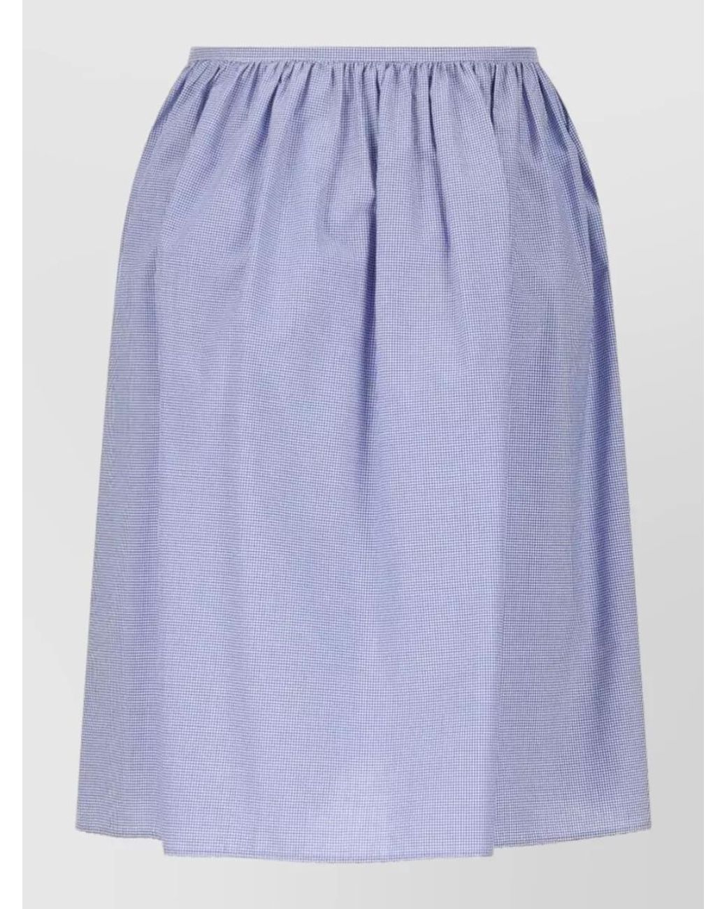 Miu Miu Blue Vichy Cotton Midi Skirt