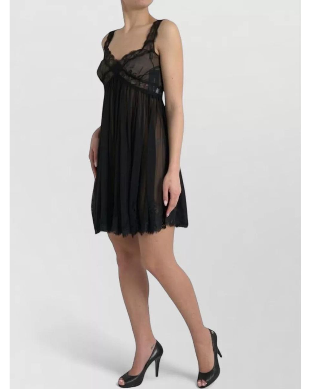 Dolce & Gabbana Black Silk Mini Nightdress