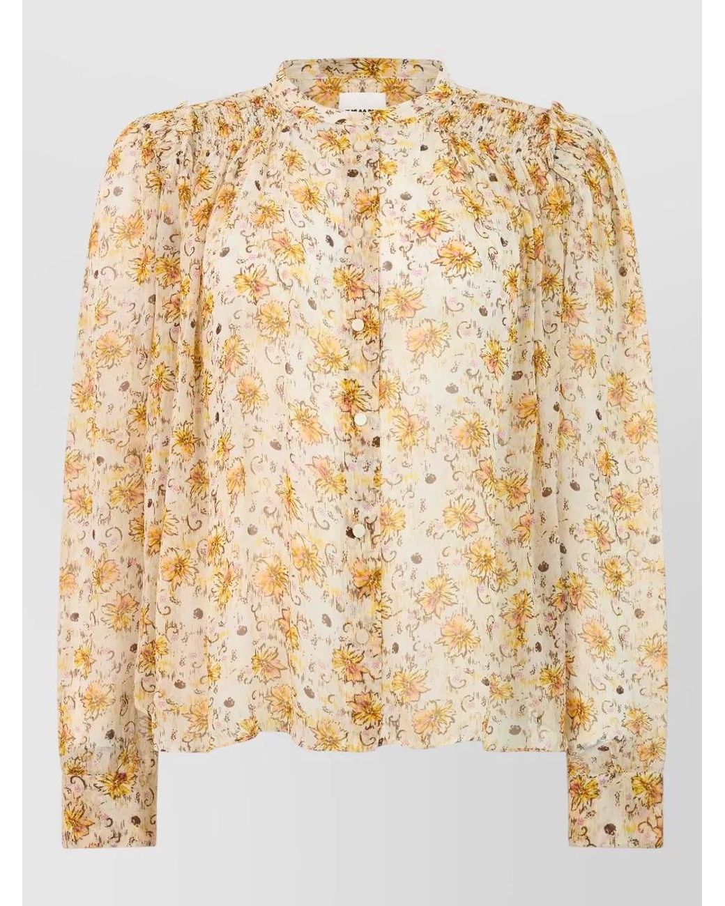 Isabel Marant Metallic Floral-Print Long-Sleeve Blouse