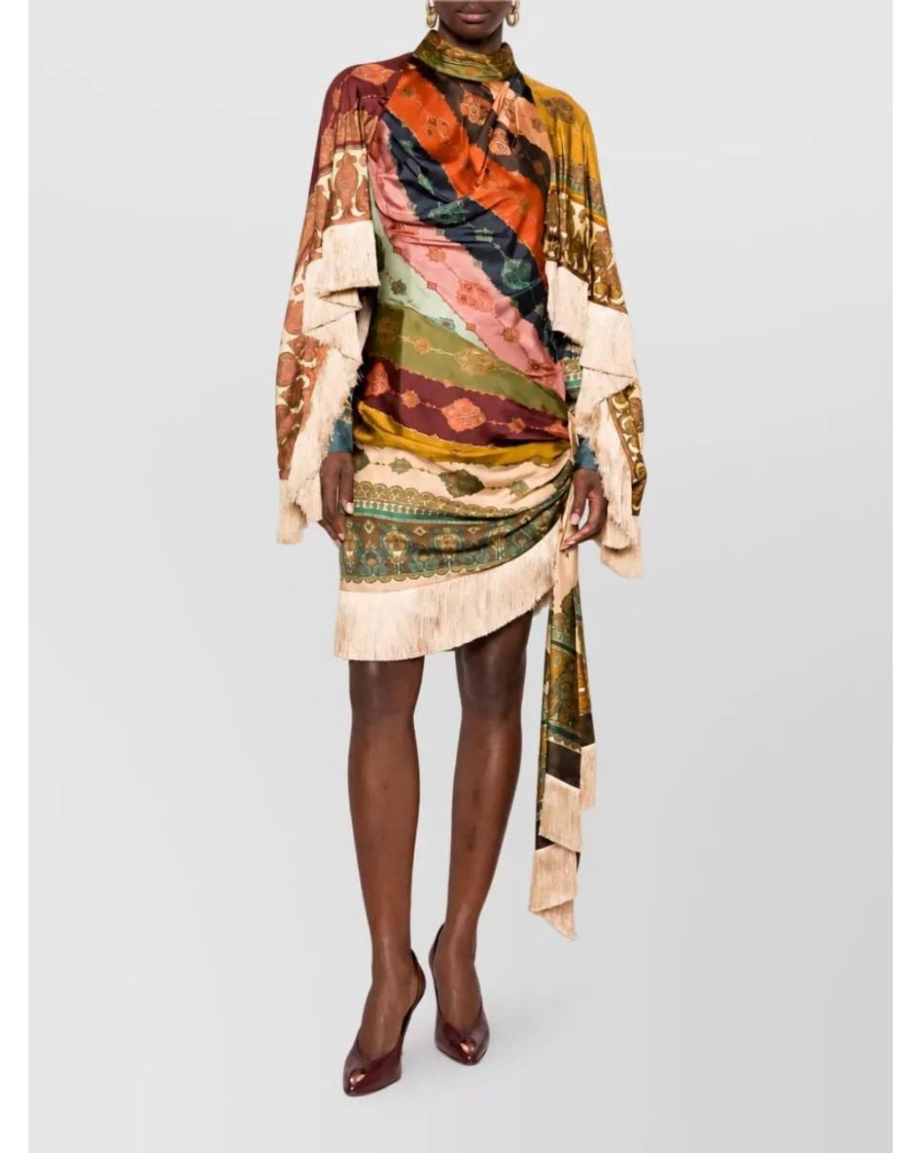 Zimmermann White Silk Paisley-Print Draped Mini Dress