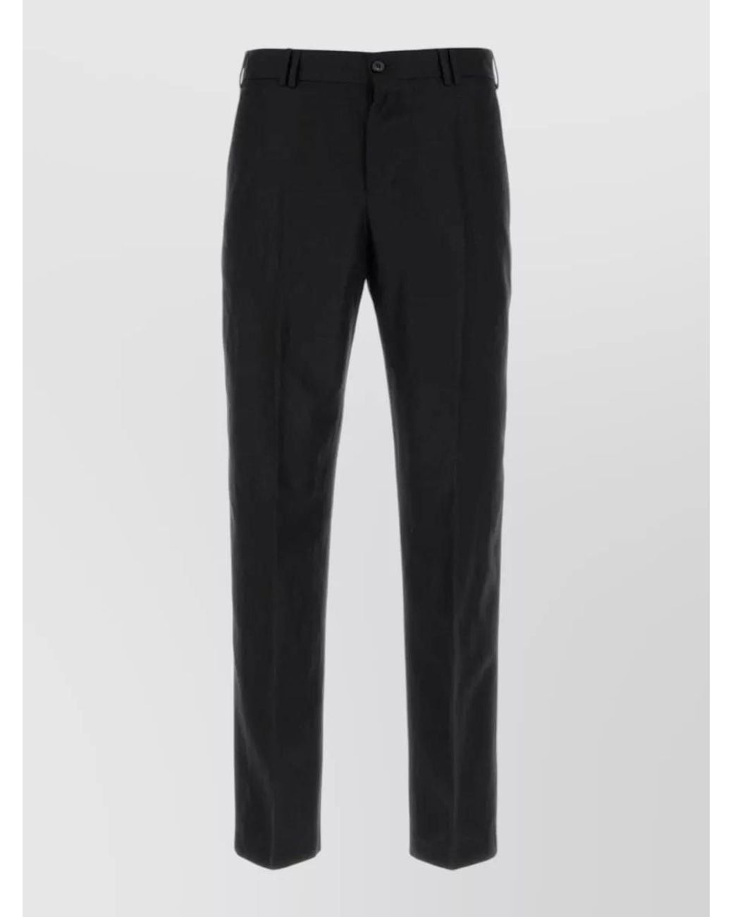 PT Torino Black Regular-Fit Straight-Leg Trousers for men