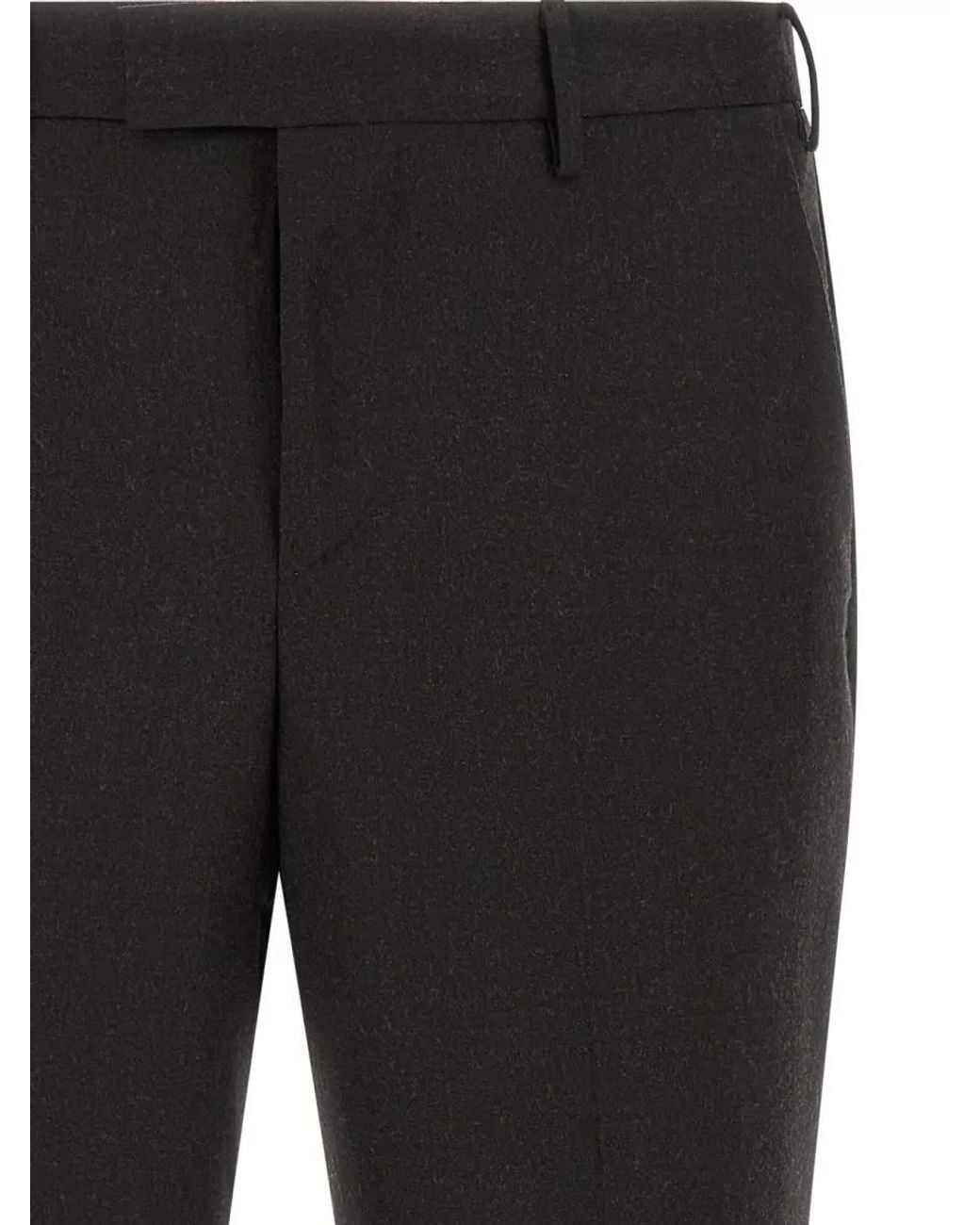 PT Torino Black Virgin Wool Tailored Trousers for men