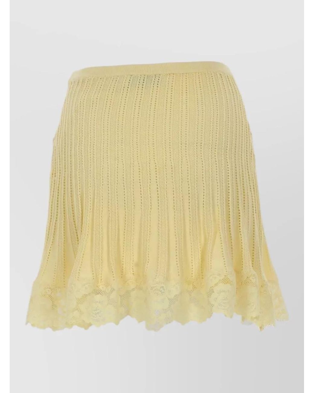 Self-Portrait Yellow Pointelle Knit Mini Skirt