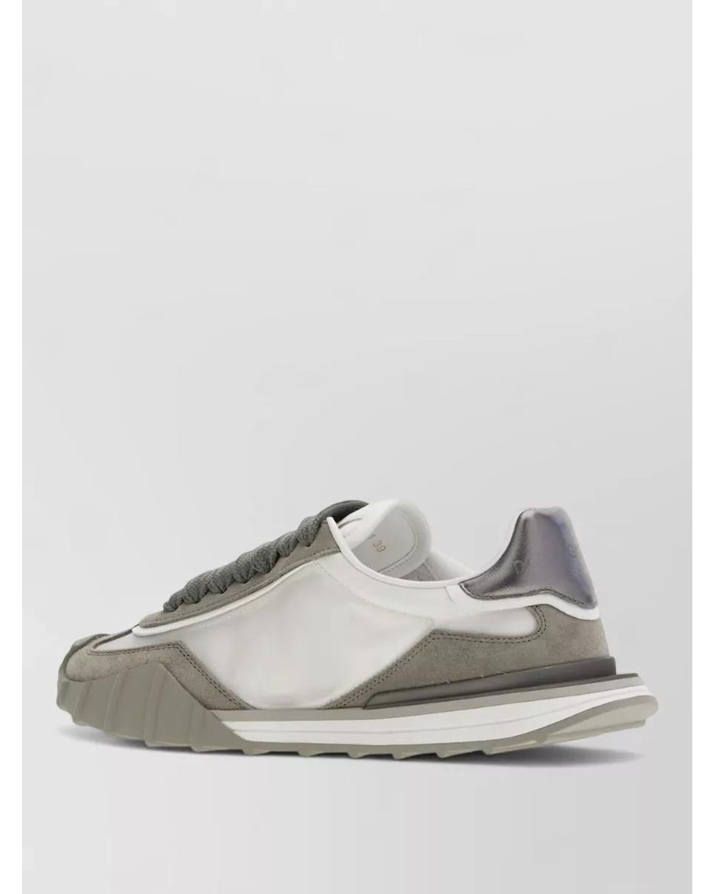 Dolce & Gabbana Gray Leather And Nylon Rhinestone Low-Top Sneakers