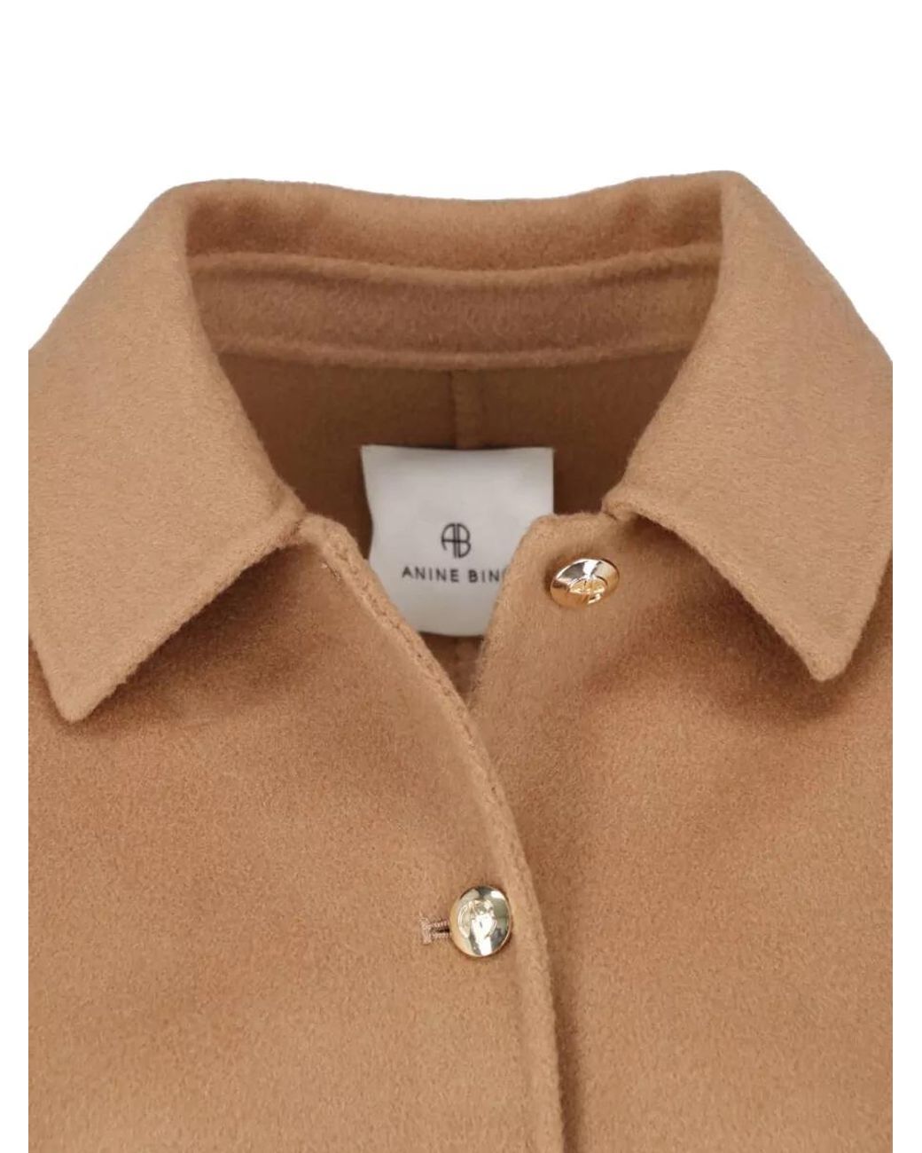 Anine Bing Natural Cashmere Wool Single Breasted Coat
