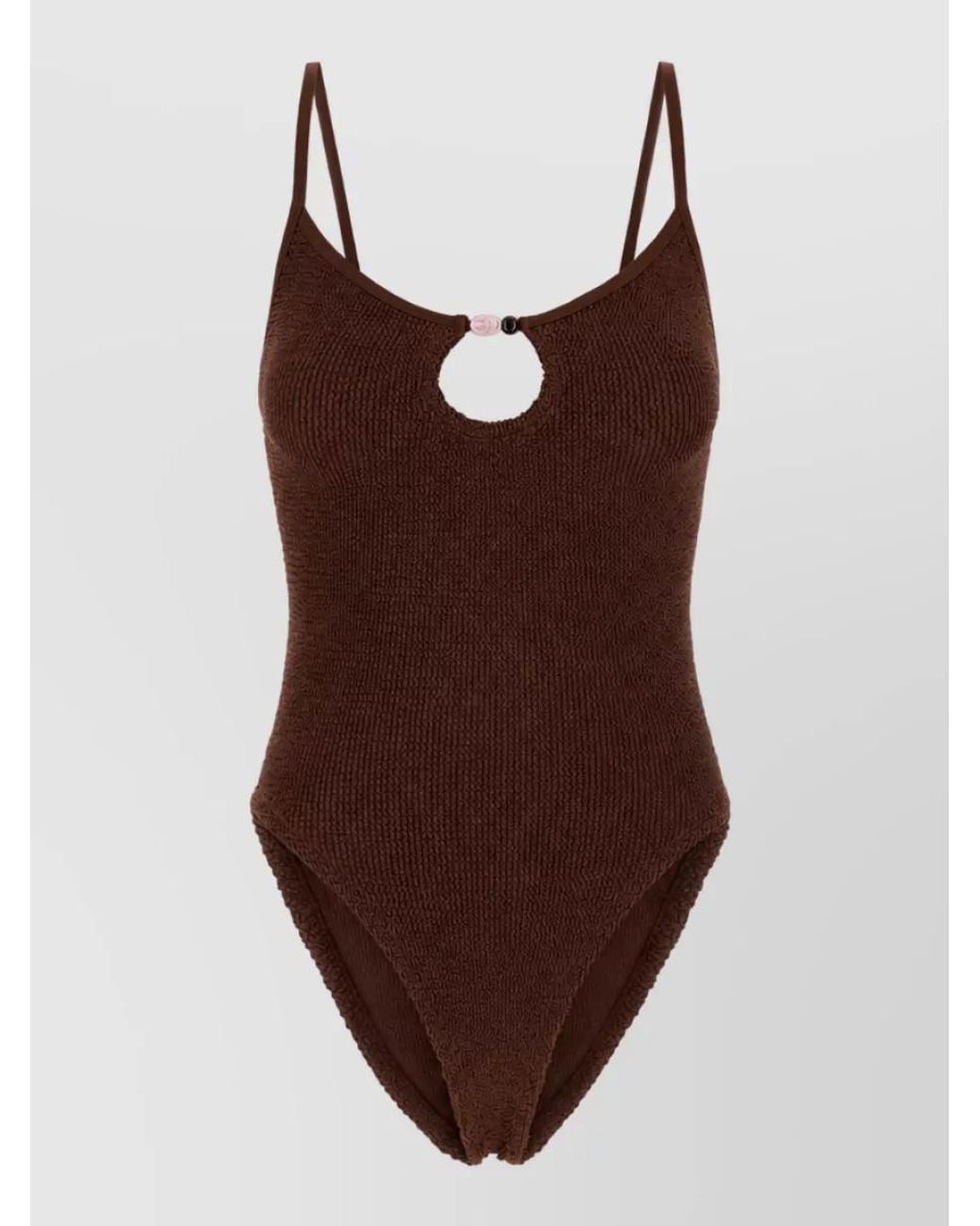 Hunza G Brown Stretch Nylon Swimsuit
