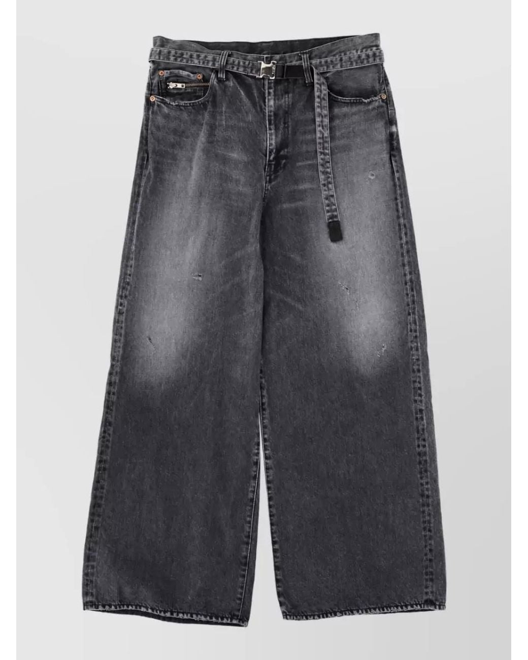 Sacai Gray Denim Wide-Leg Jeans for men