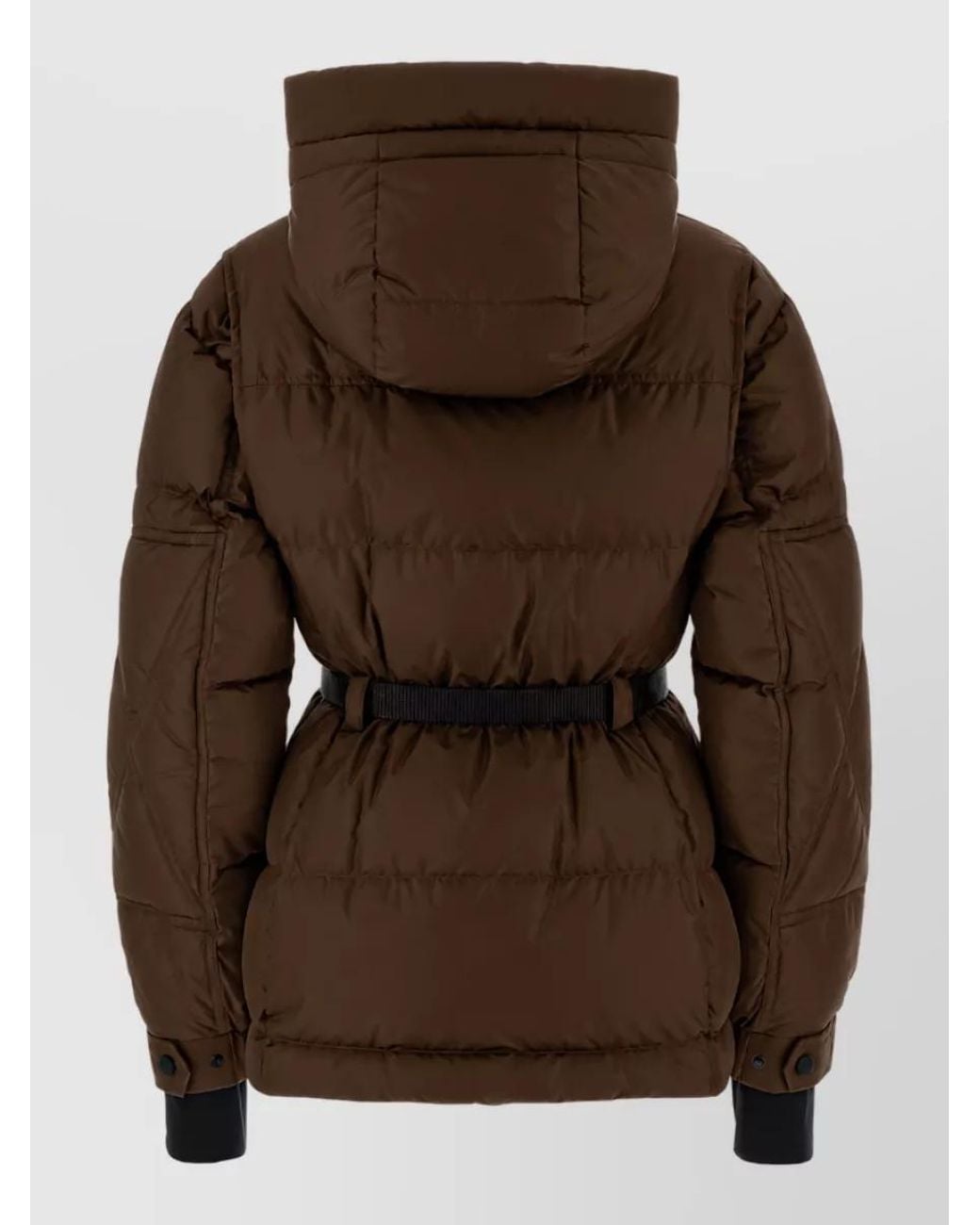 Moncler Brown Nylon Down Belted Puffer Jacket