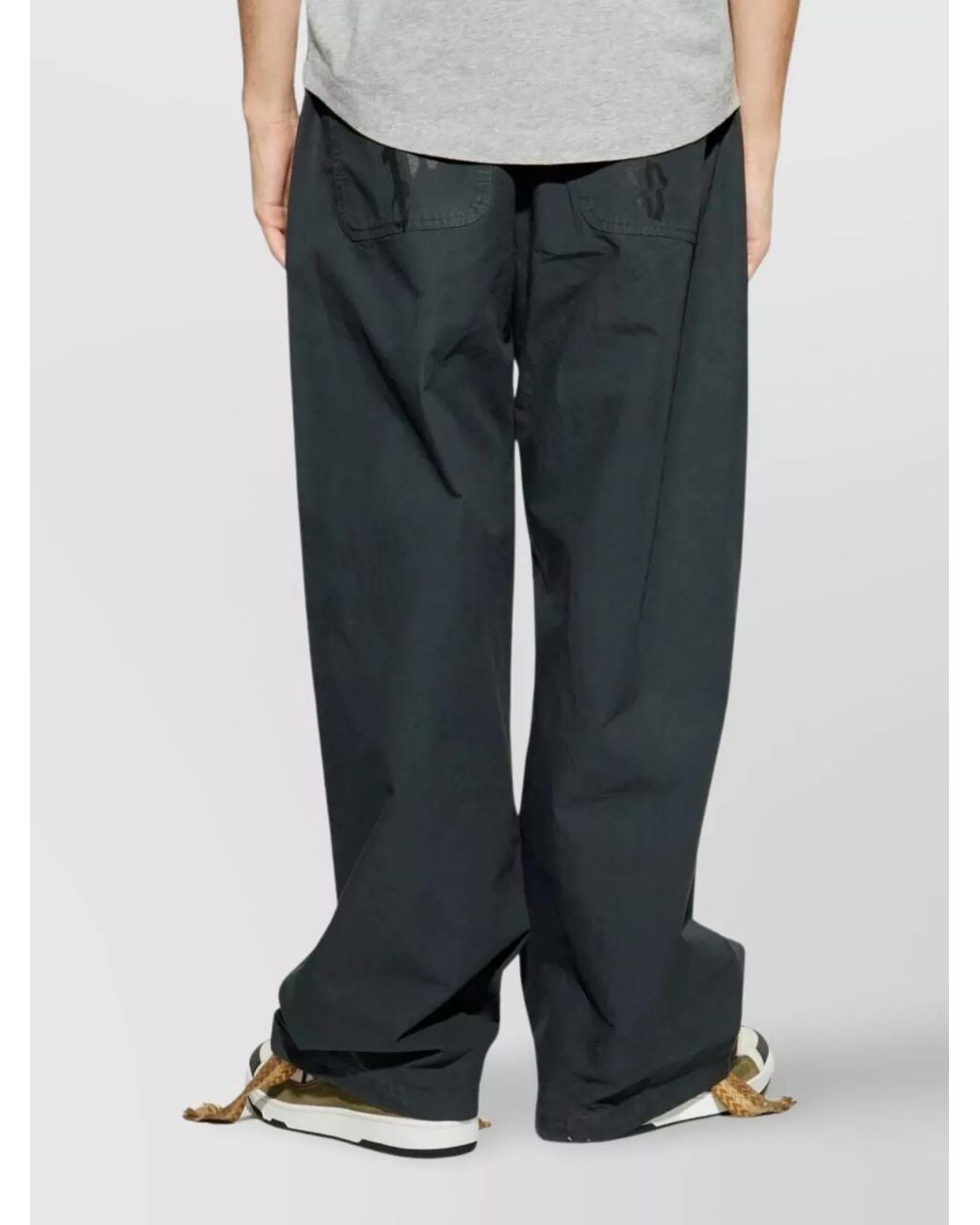 Palm Angels Blue Curved Logo Loose Wide-Leg Trousers for men