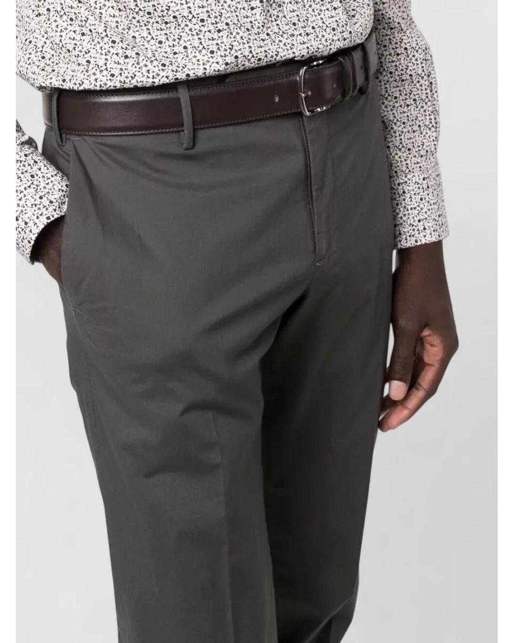 Incotex Gray Straight-Leg Chino Trousers for men