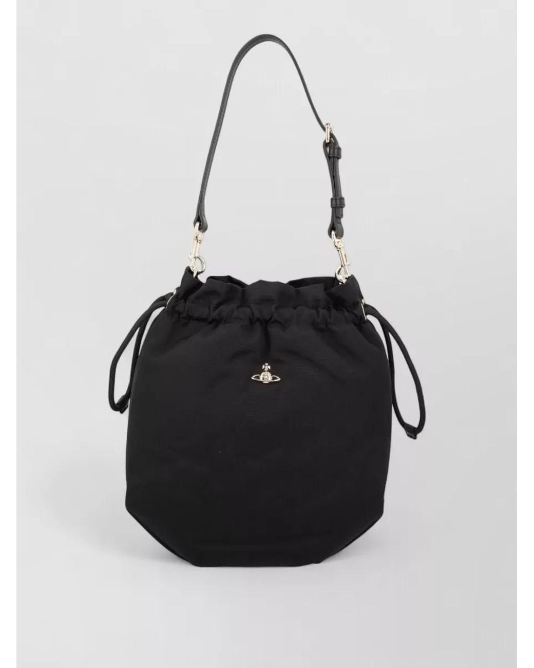 Vivienne Westwood Black Orb Viscose Drawstring Shoulder Bag