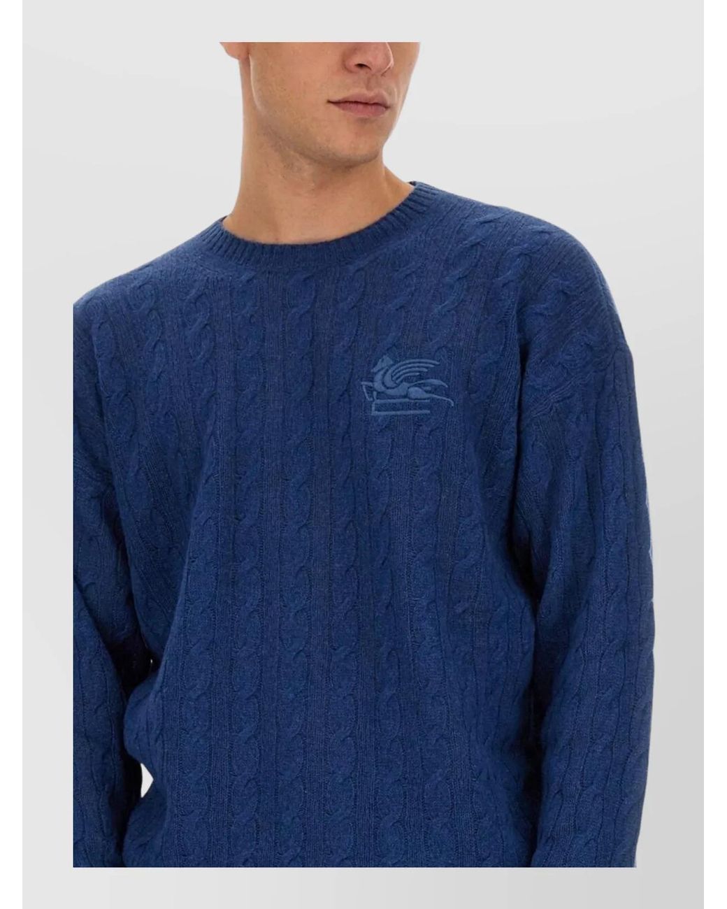 Etro Blue Cashmere Regular-Fit Jumper for men