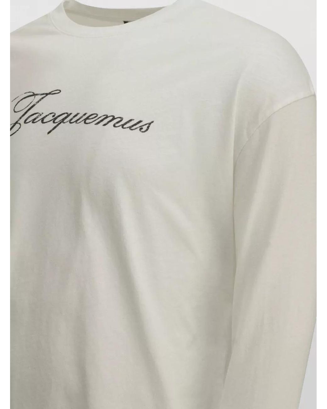 Jacquemus White Ribbed Long-Sleeve Logo-Print T-Shirt