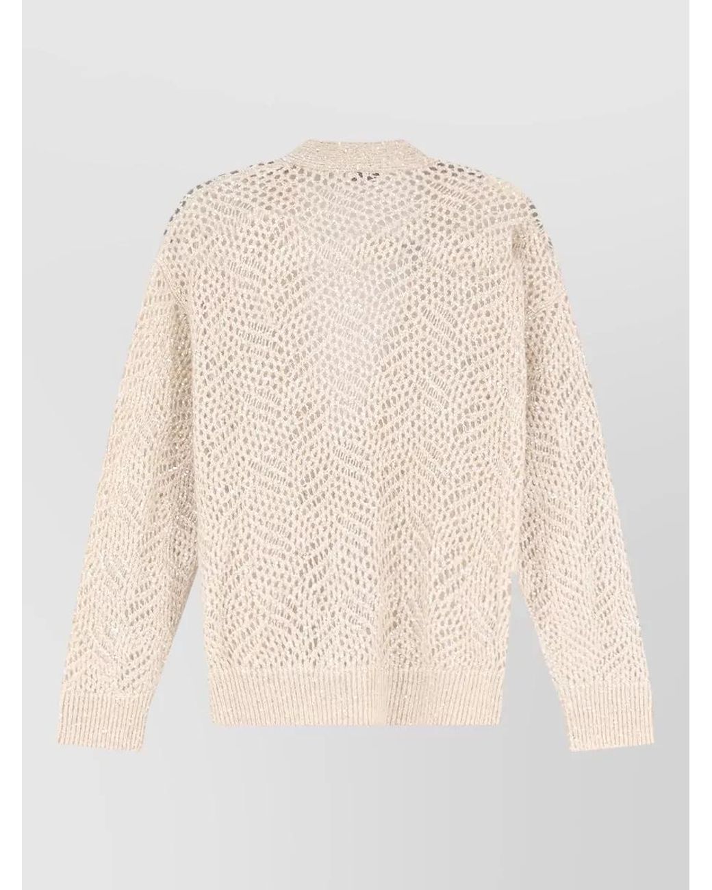 Brunello Cucinelli Natural Ribbed V-Neck Mohair Cardigan