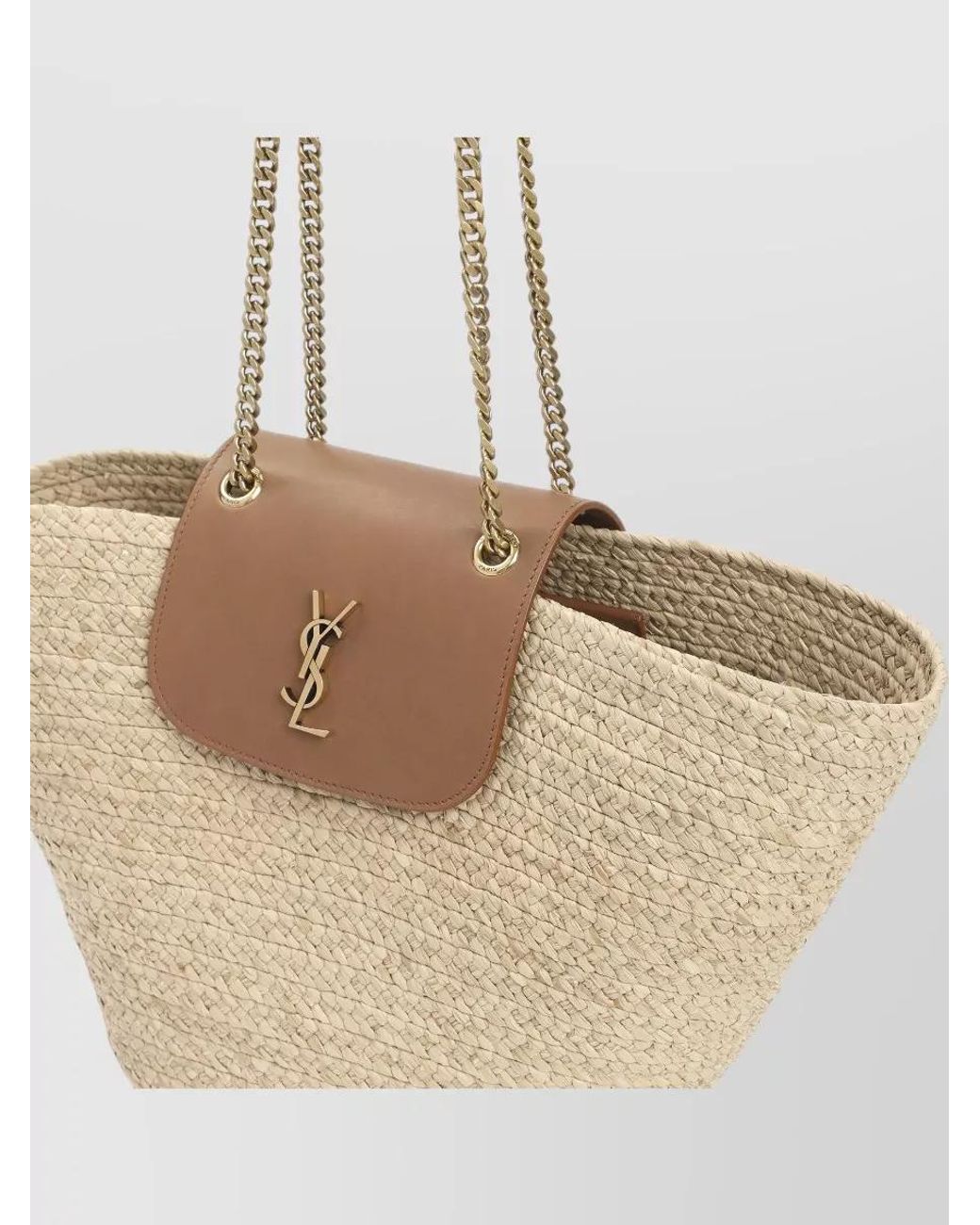 Saint Laurent Natural Raffia Basket Tote Bag