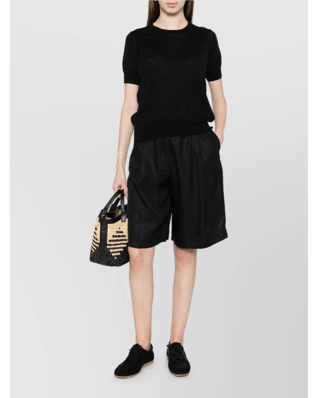 C.t. Plage Black Cotton Cashmere Crew Neck Short Sleeve T-Shirt