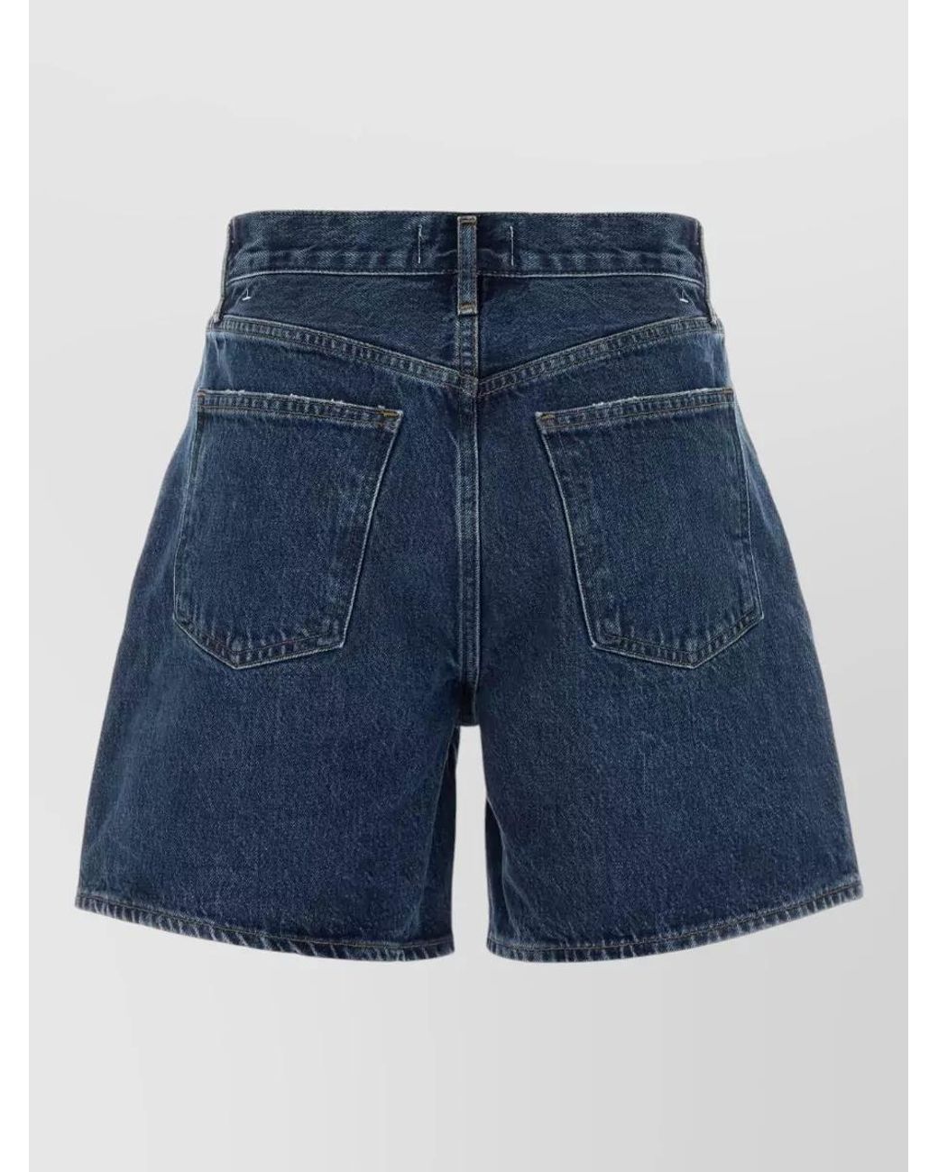 Agolde Blue Denim High-Rise Wide-Leg Knee-Length Shorts