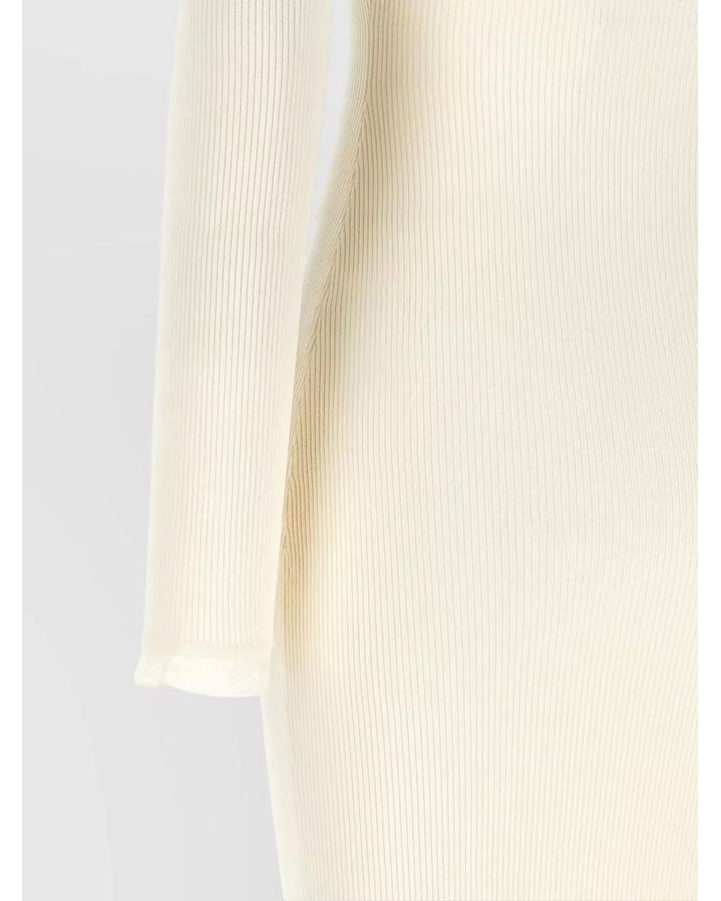 Elisabetta Franchi White Ribbed Knit Midi Dress