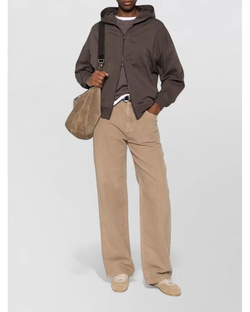 Brunello Cucinelli Brown Cotton Zip-Up Hoodie