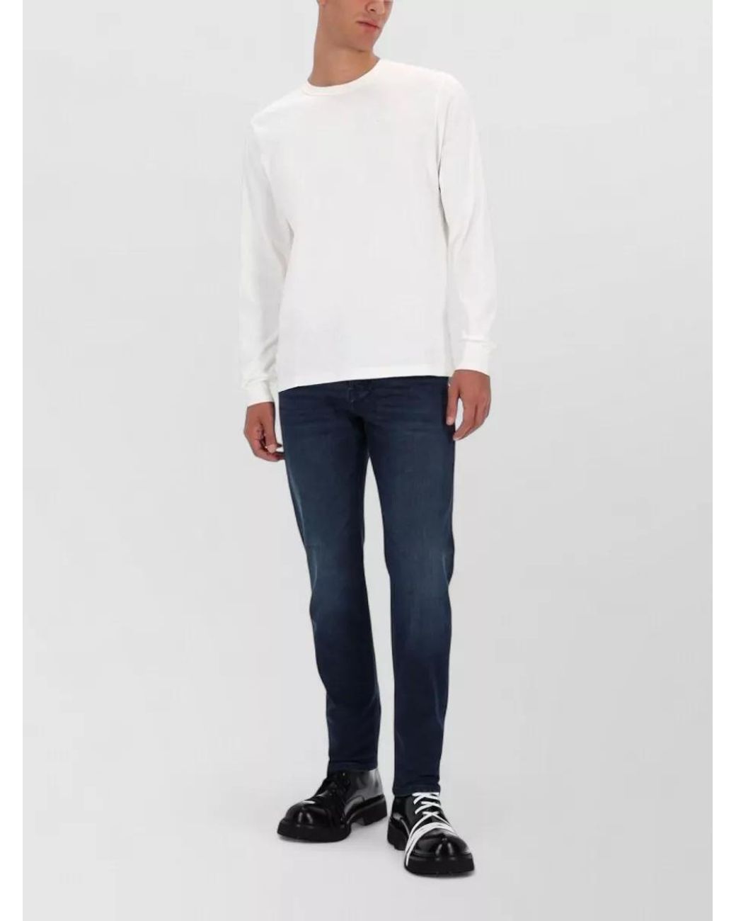 DIESEL White Embroidered Logo T-Shirt for men
