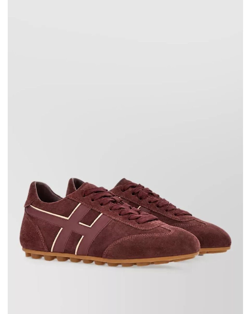 Hogan Brown Leather Lace-Up Sneakers