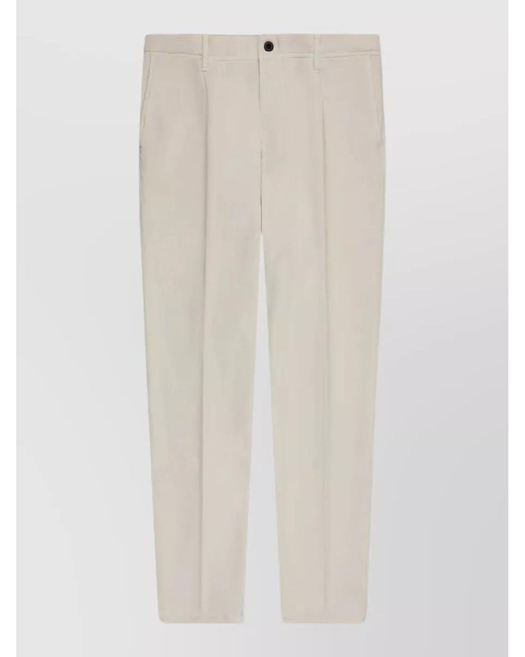Incotex White Trousers Pleated Front Belt Loops Pockets for men