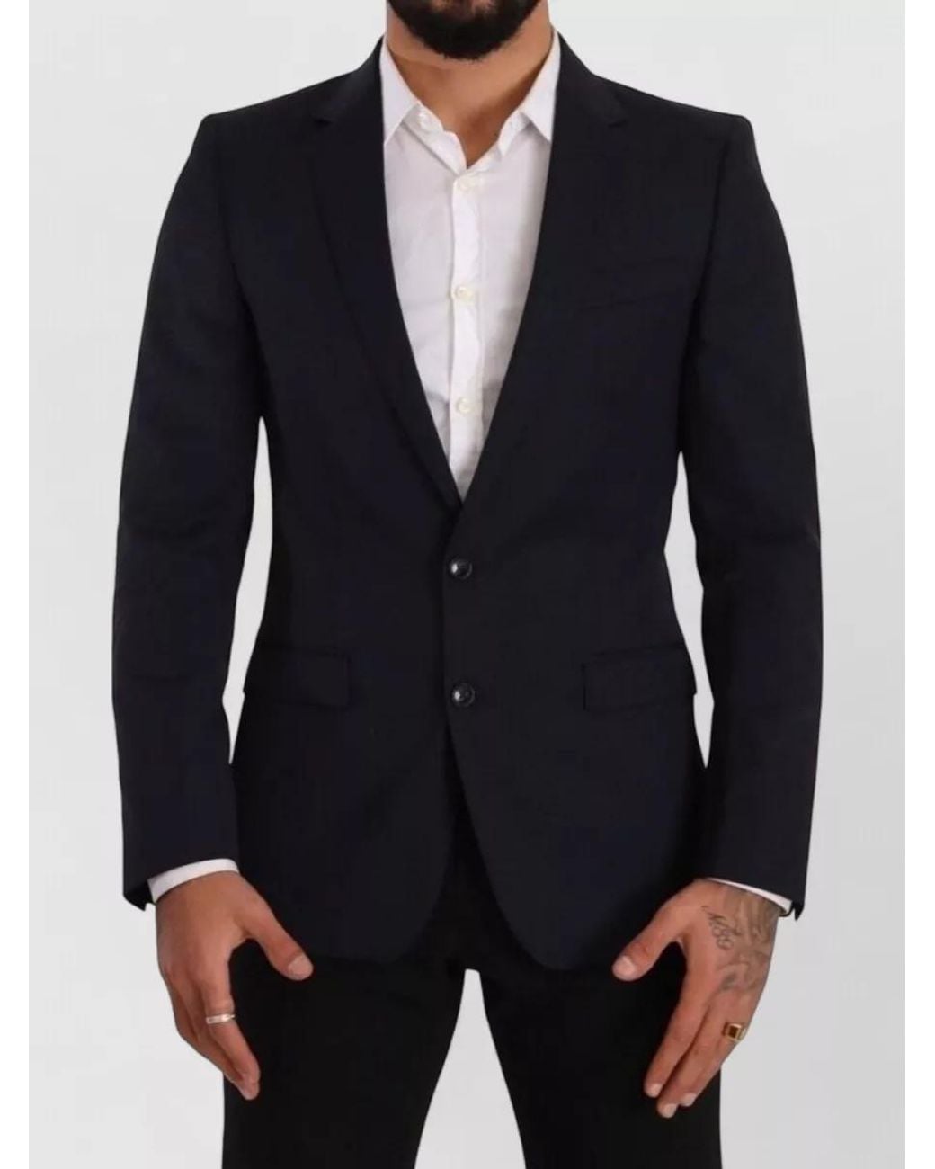 Dolce & Gabbana Blue Virgin Wool Single-Breasted Blazer for men