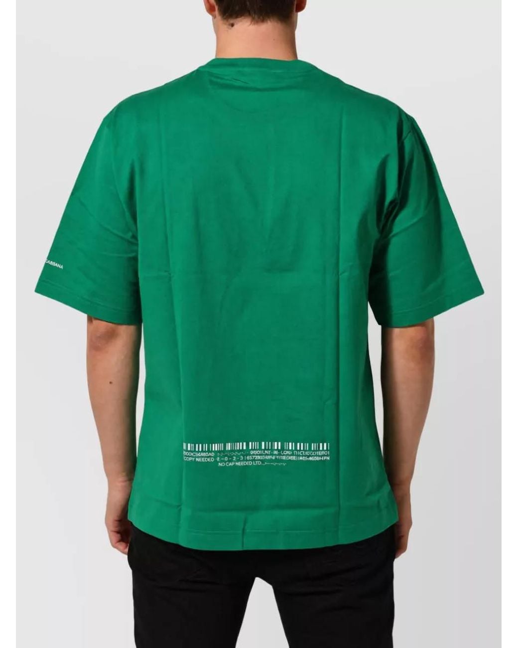 Dolce & Gabbana Green Cotton Printed Crew Neck T-Shirt for men