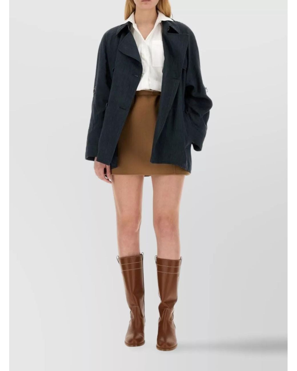 Fay Black Double-Breasted Belted Short Trench Coat