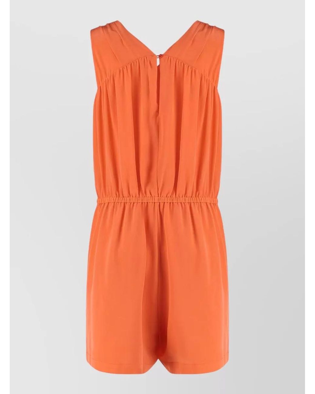 Equipment Orange Silk Pleated V-Neck Mini Dress