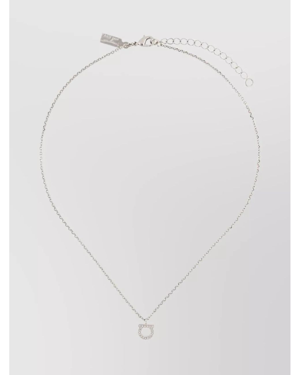 Ferragamo White Crystal Pendant Necklace