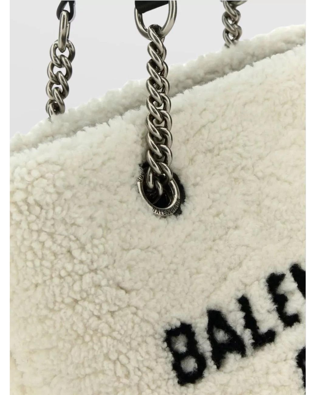 Balenciaga Natural Shopping S Faux Fur Shoulder Bag