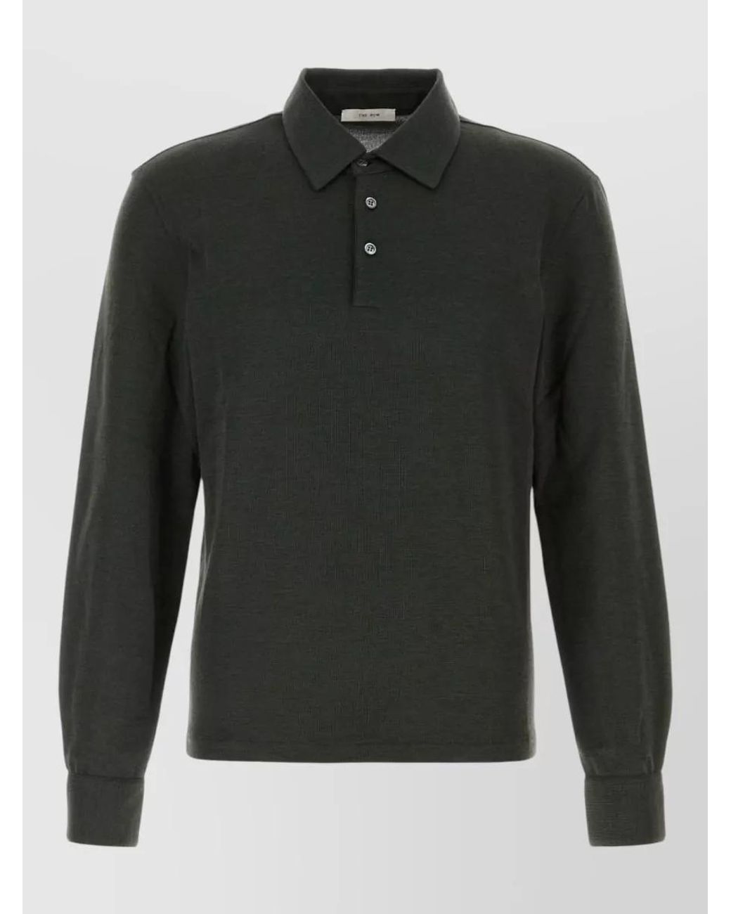 The Row Black Wool Silk Knit Polo Shirt for men