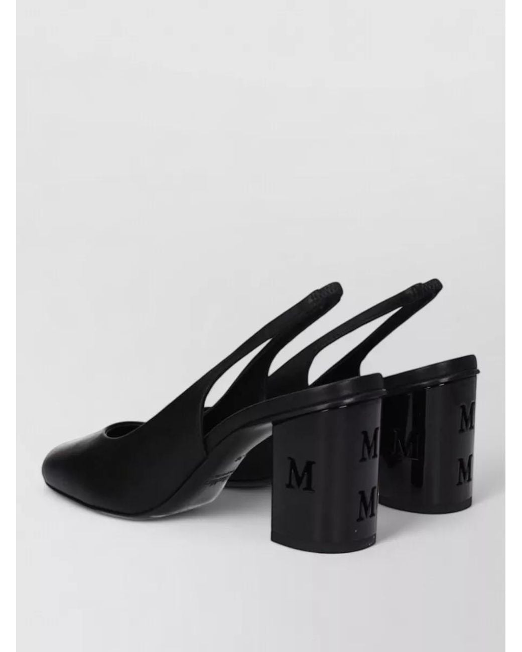 Max Mara Black Leather Slingback Sandals