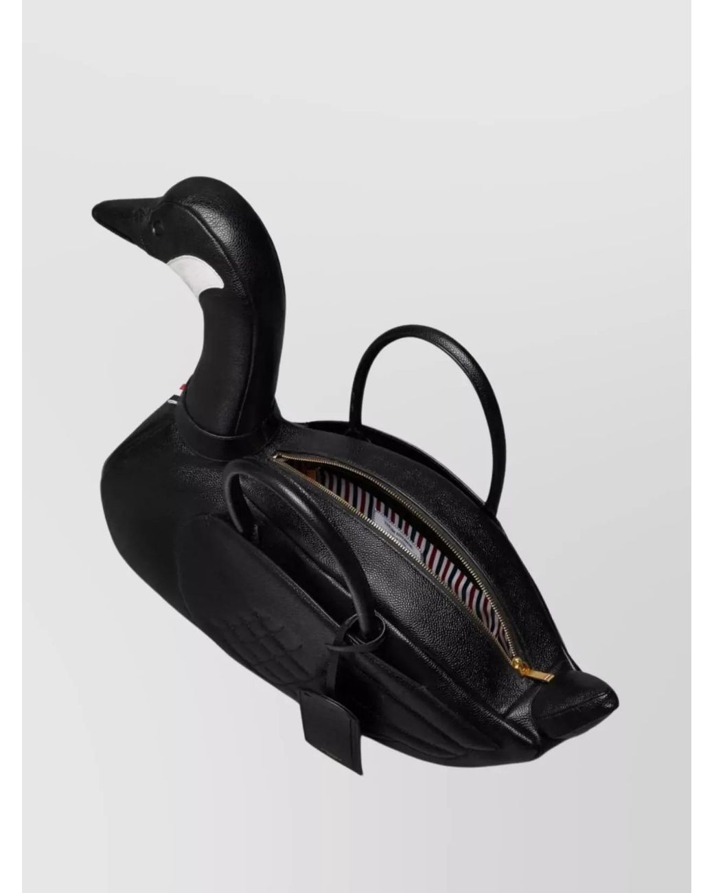 Thom Browne Black Leather Tote Bag for men