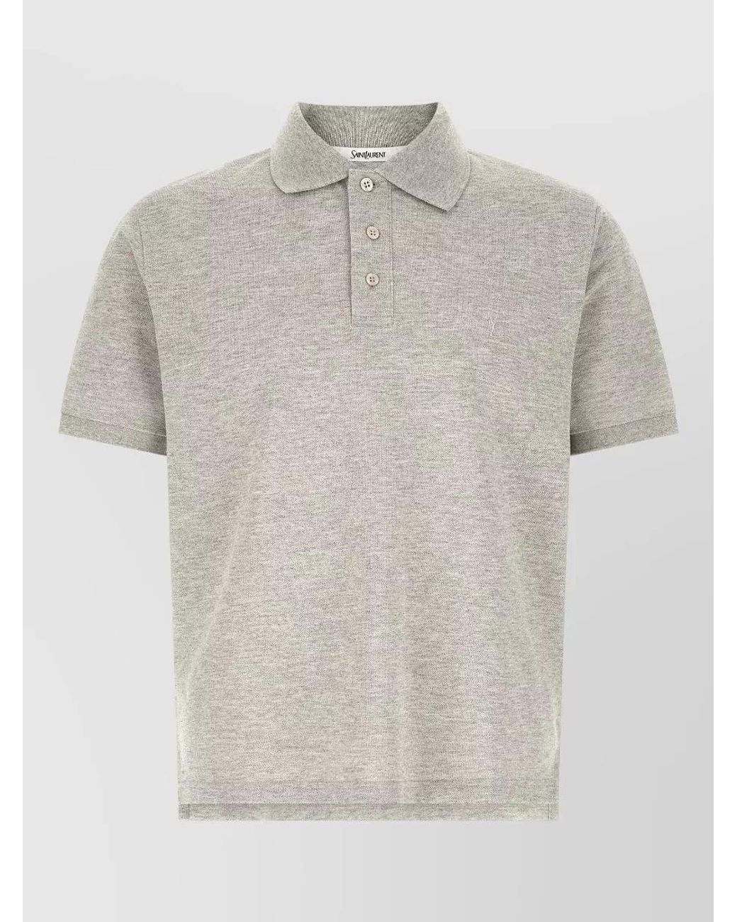 Saint Laurent White Embroidered Cotton Blend Polo Shirt for men