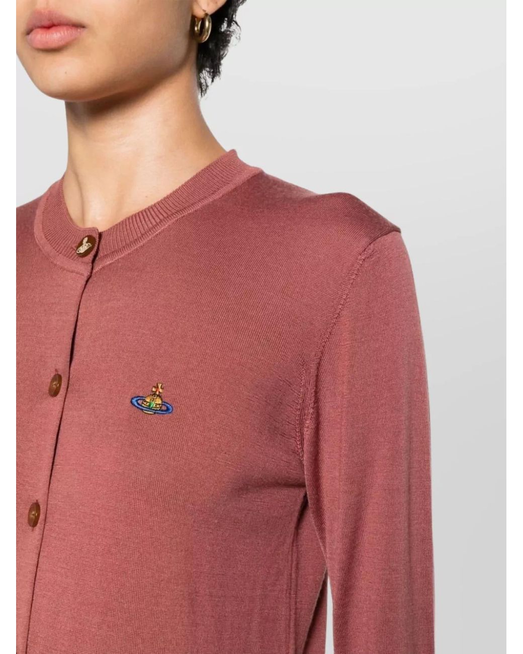 Vivienne Westwood Silk Wool Fine Knit Logo Embroidered Cardigan